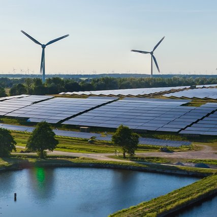 wind turbines and solar panels