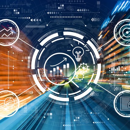 Data Analysis concept with abstract high speed technology motion blur