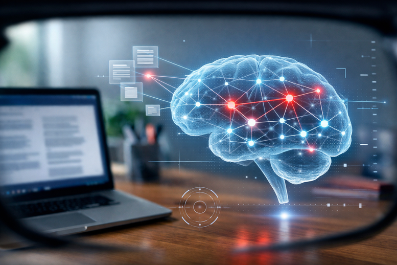 Augmented reality with a brain interface at the working place